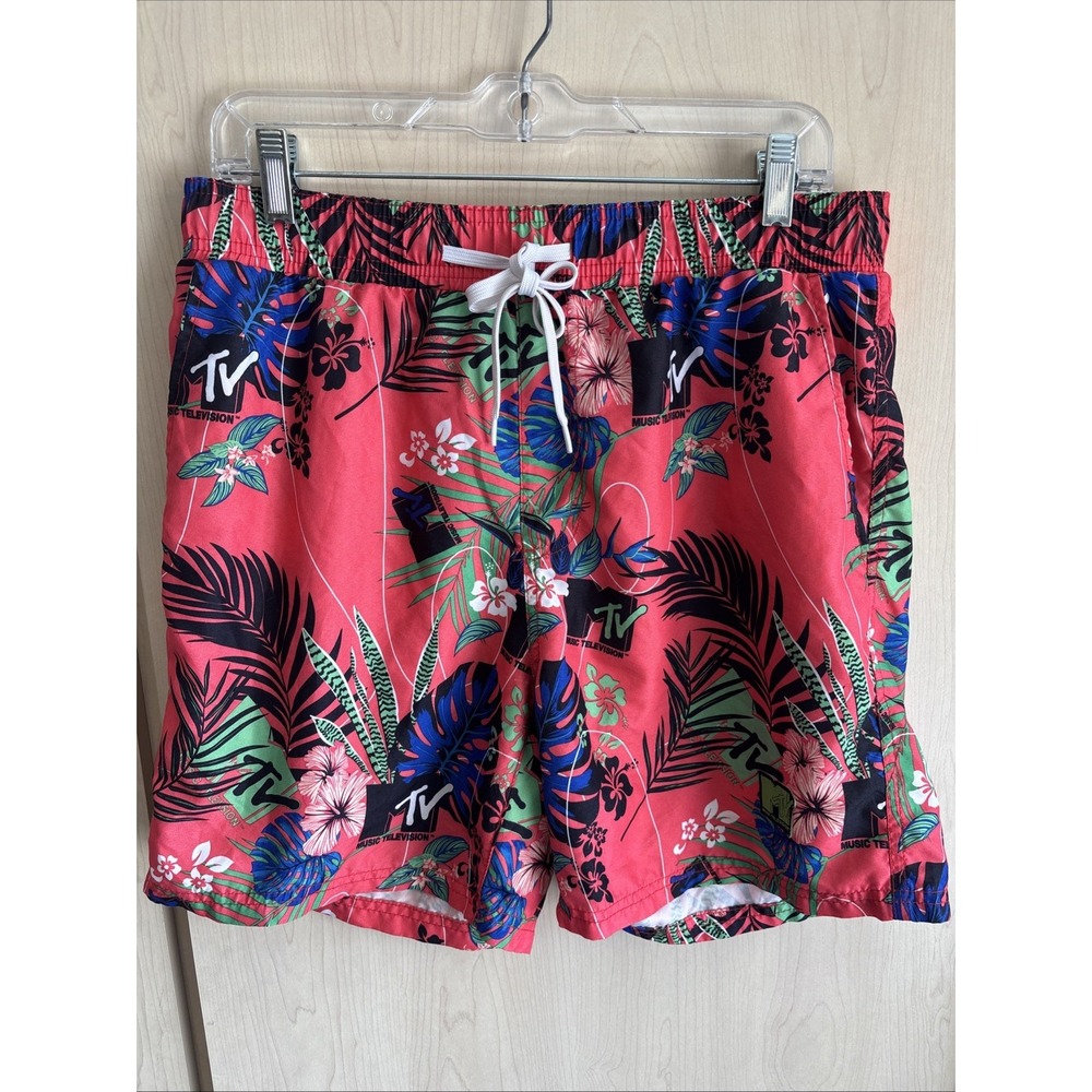 MTV 2017 Men's Swim Shorts Mesh Lined Elastic Waist Two Side Pockets Size Large‎
